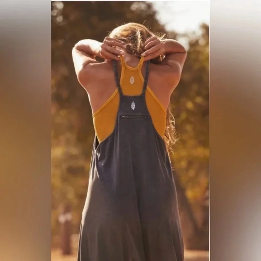 Free People FP Hot Shot Onesie Romper Washed Black Size XS - Picture 3 of 9